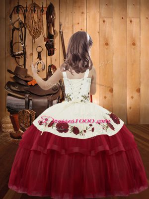 Fuchsia Sleeveless Organza Lace Up Pageant Dress for Sweet 16 and Quinceanera