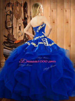 Purple Lace Up Sweet 16 Quinceanera Dress Embroidery and Ruffles Sleeveless Floor Length