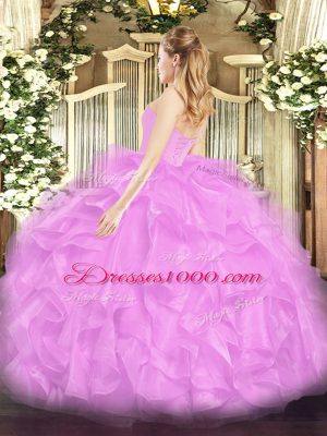 Organza Sleeveless Floor Length Ball Gown Prom Dress and Beading and Ruffles