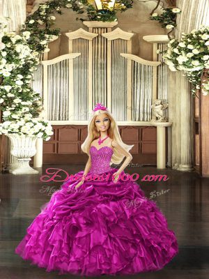 Eye-catching Sweetheart Sleeveless Organza Sweet 16 Quinceanera Dress Beading and Ruffles Lace Up