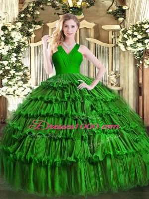 Floor Length Ball Gowns Sleeveless Dark Green Sweet 16 Dresses Zipper