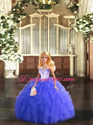 Eye-catching Floor Length Blue Quinceanera Dresses Sweetheart Sleeveless Lace Up