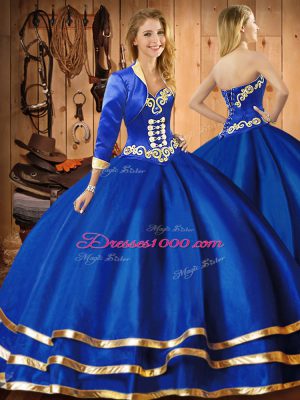 Admirable Floor Length Blue Sweet 16 Dresses Sweetheart Sleeveless Lace Up