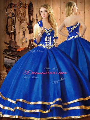 Admirable Floor Length Blue Sweet 16 Dresses Sweetheart Sleeveless Lace Up