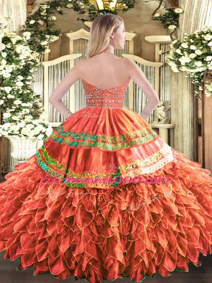 Gorgeous Halter Top Sleeveless Quince Ball Gowns Floor Length Beading and Ruffles and Sequins Lilac Tulle