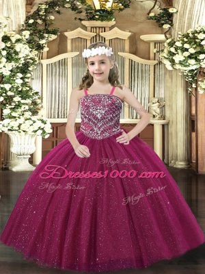Sleeveless Beading Lace Up Little Girls Pageant Dress