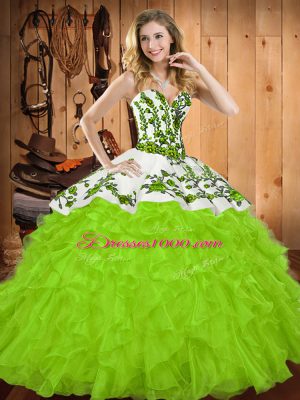 Amazing Ball Gowns Sweet 16 Quinceanera Dress Sweetheart Satin and Organza Sleeveless Floor Length Lace Up