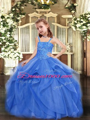 Sleeveless Beading and Ruffles Lace Up High School Pageant Dress
