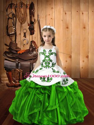 Pageant Dress for Girls Sweet 16 and Quinceanera with Beading and Ruffles Straps Sleeveless Lace Up