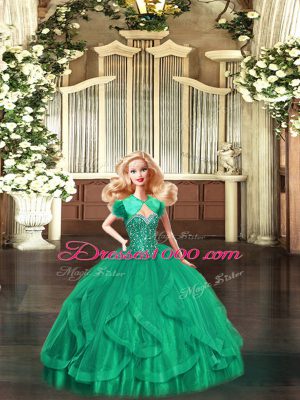 Turquoise Organza Lace Up Sweetheart Sleeveless Floor Length Quince Ball Gowns Beading and Ruffles
