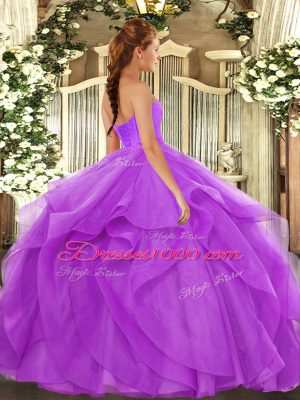 Fabulous Sleeveless Lace Up Floor Length Beading and Ruffles Ball Gown Prom Dress