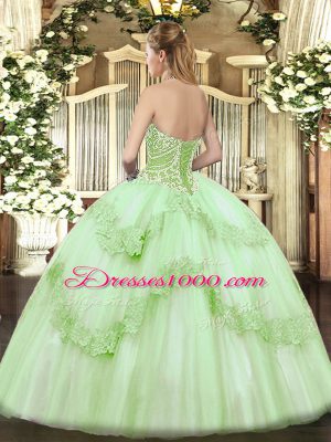 Elegant Ball Gowns Sweet 16 Dresses Apple Green Sweetheart Tulle Sleeveless Floor Length Lace Up