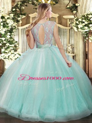 Elegant Lace and Ruffles Quinceanera Dress Champagne Backless Sleeveless Floor Length