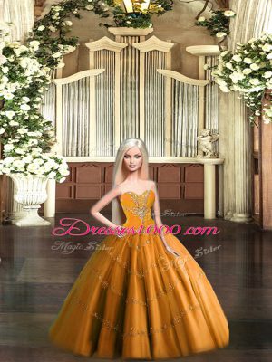 Vintage Floor Length Rust Red Quinceanera Gowns Sweetheart Sleeveless Lace Up