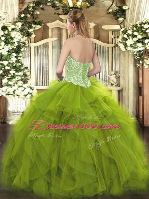 Pretty Brown Sleeveless Tulle Lace Up Ball Gown Prom Dress for Military Ball and Sweet 16 and Quinceanera