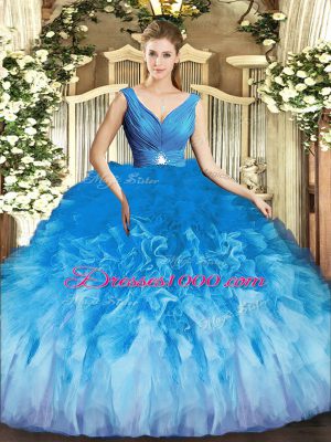 Custom Made Floor Length Backless Vestidos de Quinceanera Multi-color for Sweet 16 and Quinceanera with Beading and Ruffles