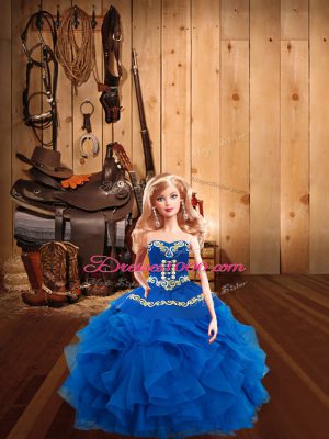 Flirting Sleeveless Lace Up Floor Length Embroidery Sweet 16 Quinceanera Dress