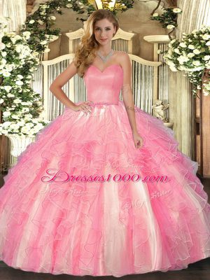 Trendy Sleeveless Lace Up Floor Length Ruffles Quinceanera Gown