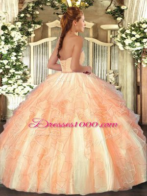 Trendy Sleeveless Lace Up Floor Length Ruffles Quinceanera Gown