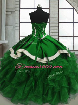 Organza Sleeveless Floor Length Quinceanera Gowns and Beading and Ruffles