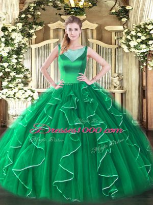 Sumptuous Turquoise Side Zipper 15 Quinceanera Dress Beading and Ruffles Sleeveless Floor Length