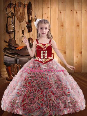 Dramatic Floor Length Ball Gowns Sleeveless Red Pageant Dresses Lace Up