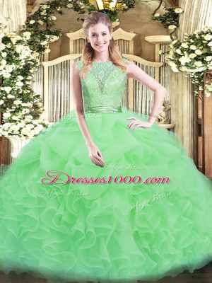 Free and Easy Ball Gowns Ball Gown Prom Dress Scoop Organza Sleeveless Floor Length Backless