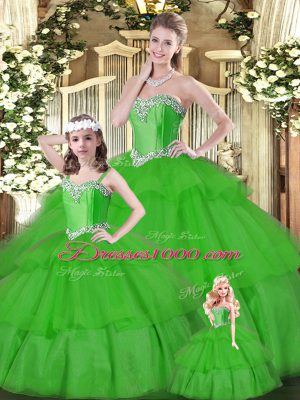 Organza Sleeveless Floor Length Quinceanera Dresses and Beading and Ruffled Layers
