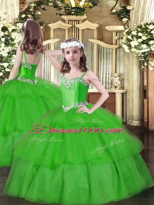 Organza Sleeveless Floor Length Quinceanera Dresses and Beading and Ruffled Layers