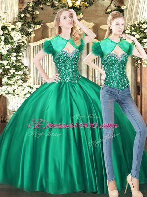 Flare Floor Length Ball Gowns Sleeveless Green Quince Ball Gowns Lace Up