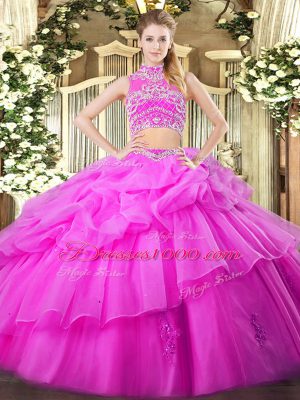 Sexy Sleeveless Beading and Ruffles and Pick Ups Backless Quinceanera Dresses