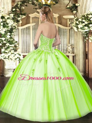 Dynamic Floor Length Hot Pink Vestidos de Quinceanera Tulle Sleeveless Beading