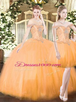 Smart Orange Red Lace Up Quinceanera Dresses Beading and Ruffles Sleeveless Floor Length