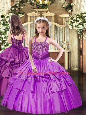 Perfect Sweetheart Sleeveless Lace Up Quinceanera Gown Lilac Organza