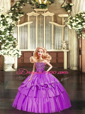 Perfect Sweetheart Sleeveless Lace Up Quinceanera Gown Lilac Organza