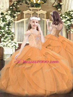 Shining Off The Shoulder Sleeveless Tulle Quinceanera Dress with Shawl Beading and Ruffles Lace Up