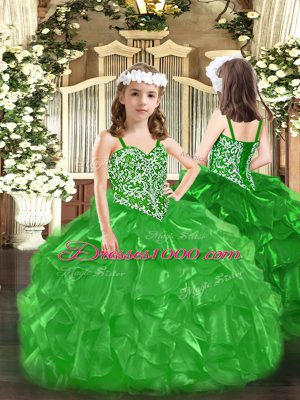 Floor Length Ball Gowns Sleeveless Green Sweet 16 Dresses Lace Up