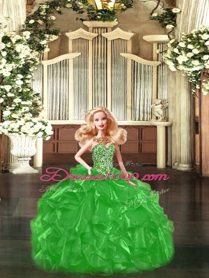 Floor Length Ball Gowns Sleeveless Green Sweet 16 Dresses Lace Up