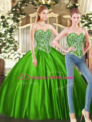 Comfortable Floor Length Ball Gowns Sleeveless Green Vestidos de Quinceanera Lace Up