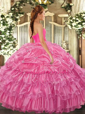 Sexy Orange Sleeveless Organza Lace Up Quinceanera Gown for Military Ball and Sweet 16 and Quinceanera