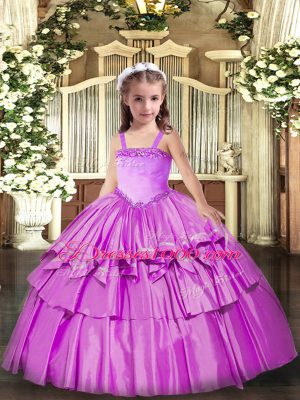 Sleeveless Appliques and Ruffled Layers Lace Up Pageant Dress Wholesale