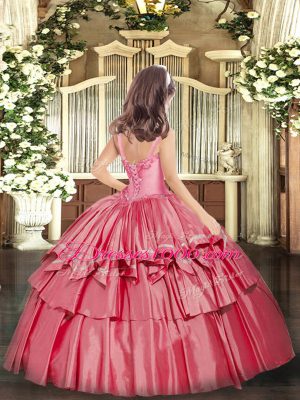 Sleeveless Appliques and Ruffled Layers Lace Up Pageant Dress Wholesale