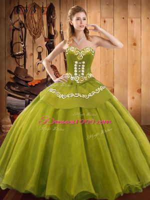 Cute Olive Green Ball Gowns Ruffles Vestidos de Quinceanera Lace Up Tulle Sleeveless Floor Length