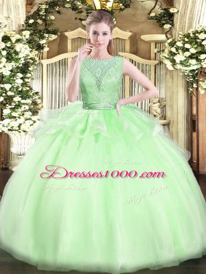 Stylish Scoop Sleeveless Backless Vestidos de Quinceanera Organza