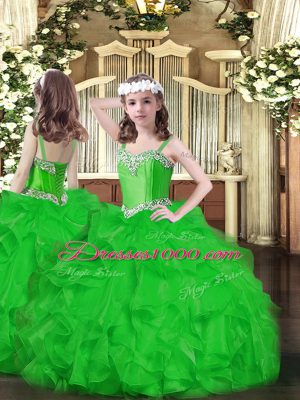 Elegant Green Ball Gowns Ruffles Sweet 16 Dress Lace Up Organza Sleeveless Floor Length