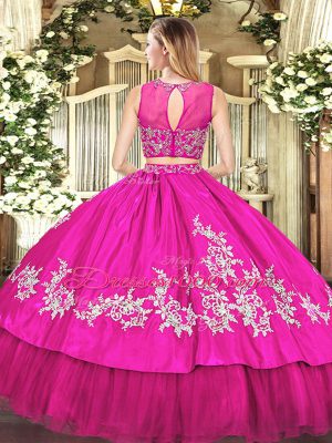 Pretty Beading and Appliques Sweet 16 Dress Red Zipper Sleeveless Floor Length