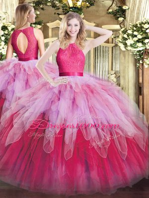 Enchanting Multi-color Sleeveless Organza Zipper Sweet 16 Quinceanera Dress for Military Ball and Sweet 16 and Quinceanera