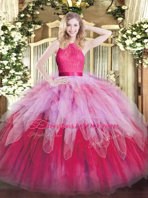 Enchanting Multi-color Sleeveless Organza Zipper Sweet 16 Quinceanera Dress for Military Ball and Sweet 16 and Quinceanera