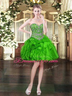 Chic Green Sleeveless Organza Lace Up 15th Birthday Dress for Military Ball and Sweet 16 and Quinceanera