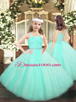 Cheap Sleeveless Zipper Floor Length Beading and Lace Little Girls Pageant Dress